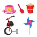 Set of colorful children`s toys. Vector illustration Royalty Free Stock Photo