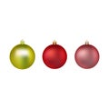 Set of colorful Christmas balls. Balls for christmas tree. Vector illustration. isolated realistic decoration. Symbol of Royalty Free Stock Photo