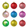Set of colorful Christmas balls. Balls for christmas tree. Vector illustration isolated realistic decoration Royalty Free Stock Photo