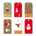 Set of colorful Christmas and New Year gift tags. Royalty Free Stock Photo