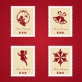 Set of colorful Christmas Postage stamps Royalty Free Stock Photo