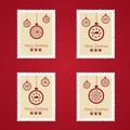 Set of colorful Christmas Postage stamps Royalty Free Stock Photo