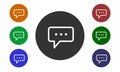 Set of colorful circular icons, comments on websites and forums and in e-shop with a button and a picture bubbles isolated on whit