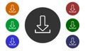 Set of colorful circular icons download on websites and forums and in e-shop image button and arrow on white background