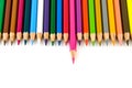 Set of colorful color pencil lined in row Royalty Free Stock Photo