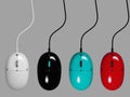 Set of colorful computer mouses