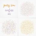 Set of colorful confetti falls isolated over white background. Vector illustration.