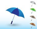 A set of colorful cool umbrellas for logo or art design on light background vector illustration Royalty Free Stock Photo