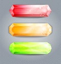 Set of colorful crystal buttons, isolated on transparent background.