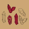 Set of colorful crystals. Jewels diamond treasure vector illustration. Good for game design. Isolated background