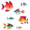 Set of colorful, cute fish. Vector illustration Royalty Free Stock Photo
