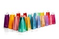 Set of colorful 3D empty shopping bags isolated white background Royalty Free Stock Photo