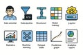 Set of 10 Colorful Data Science Icons Including Data Scientist and Machine Learning Elements Royalty Free Stock Photo