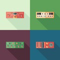 Audio compressors flat square icons. Set 2