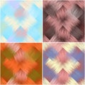 Set of colorful diagonal seamless pattern with grunge striped square elements Royalty Free Stock Photo
