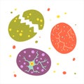 Set with colorful dinosaur eggs. Vector flat illustration collection Royalty Free Stock Photo