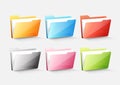 Set of colorful document file folder directory icon isolated on white grey, transparent vector illustration Royalty Free Stock Photo