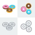 Set of colorful donut icons