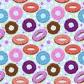 Set of colorful donut seamless pattern.