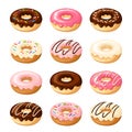 Set of colorful donuts. Vector illustration.