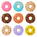 Set of colorful donuts on white background Royalty Free Stock Photo