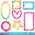 Set of Colorful Doodled Frames