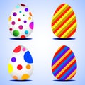 Set of colorful Easter eggs with colorful circles and lines Royalty Free Stock Photo