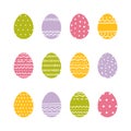 Set of colorful  Easter eggs decorated with dots and stripes. Vector illustration Royalty Free Stock Photo