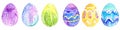 Set of colorful easter eggs with geometric and floral ornaments isolated on white background Royalty Free Stock Photo