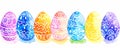 Set of colorful easter eggs with geometric and floral ornaments isolated on white background Royalty Free Stock Photo