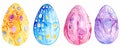 Set of colorful easter eggs with geometric and floral ornaments isolated on white background Royalty Free Stock Photo