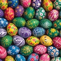 Composition of colorful easter eggs lying close to each other Royalty Free Stock Photo