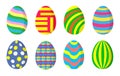 Set of colorful Easter eggs with an ornament. Design for Easter holiday. Royalty Free Stock Photo