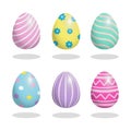 Set of colorful Easter eggs, various style isolated on white bacground