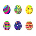 Set of colorful easter eggs on white background.