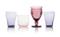 Set of colorful empty glasses on white Royalty Free Stock Photo