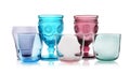 Set of colorful empty glasses on white Royalty Free Stock Photo