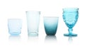 Set of colorful empty glasses on white Royalty Free Stock Photo