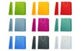 Set of Colorful Empty Shopping Bags Isolated in White. Multicolored empty shopping bag for business, food, fashion. Royalty Free Stock Photo