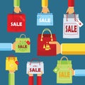 Set of Colorful Empty Shopping Bags Isolated in White. Vector Illustration Royalty Free Stock Photo