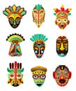 Set of colorful ethnic, african, mexican mask, ritual element Royalty Free Stock Photo