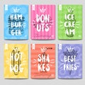 Set colorful fast food posters