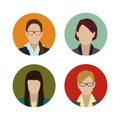 Set colorful female faces flat design