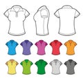 Set of Colorful Female Polo Shirts. Vector
