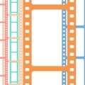 Set of colorful film or camera strips in vertical position.