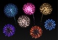 Set of colorful fireworks