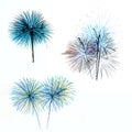 Set of colorful fireworks light on white background Royalty Free Stock Photo