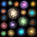 Set of colorful fireworks. Vector illustration. Royalty Free Stock Photo