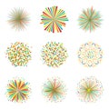 Set of colorful fireworks on white background, vector Royalty Free Stock Photo