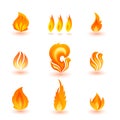 Set of colorful flame vector icons.